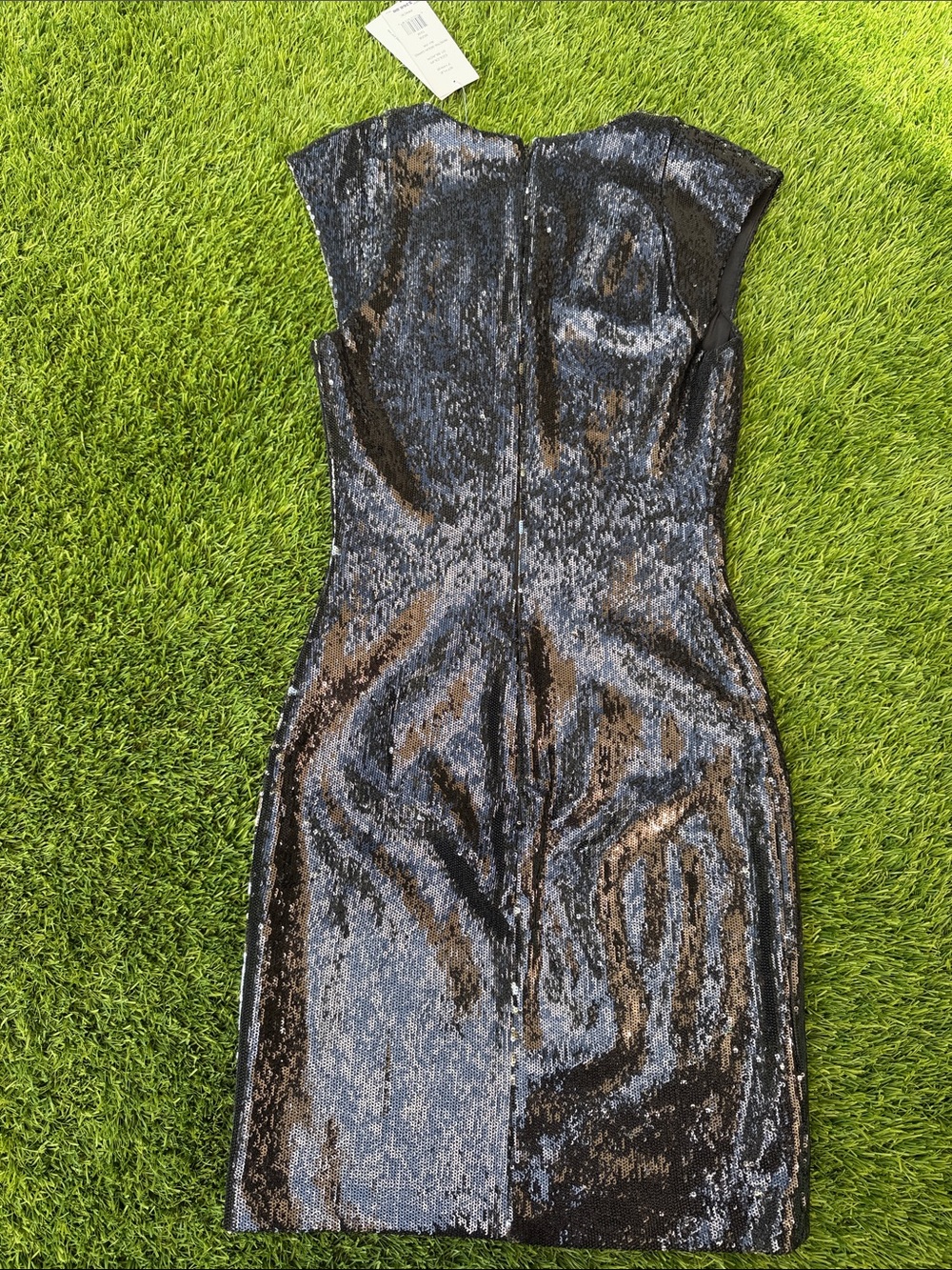 NWT French Connection Refectra Sequin Capped Black/Silver Dress - Picture 11 of 14
